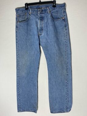 Vintage 90s Levis 501 Medium Wash Button Fly Straight Leg Jeans 38 Grunge